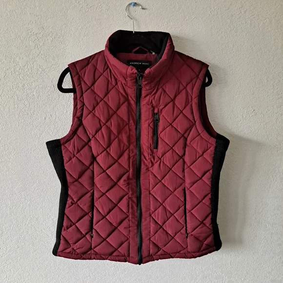 Burgundy Andrew Marc Puffer Vest - Picture 1 of 8